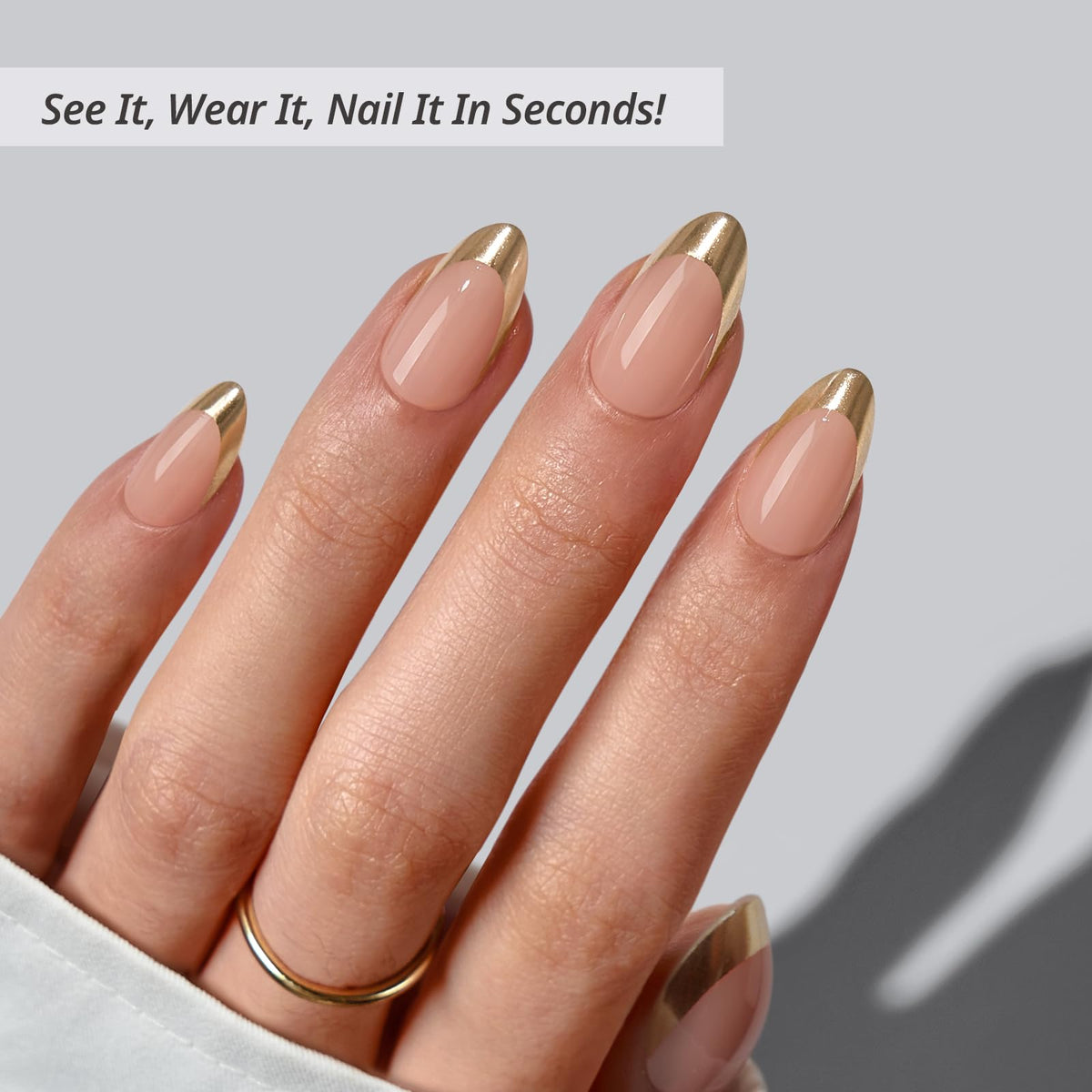 BTArtbox close-up of gold French tip showing metallic detail and shine