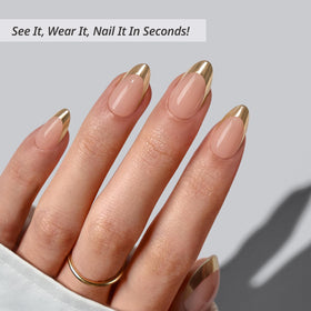 BTArtbox close-up of gold French tip showing metallic detail and shine