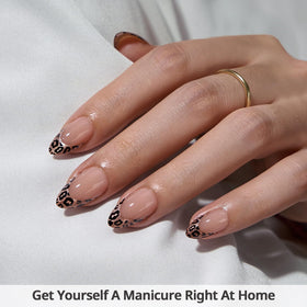 BTArtbox close-up of leopard French tip texture highlighting detailed pattern and polish durability