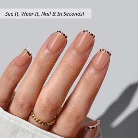 BTArtbox close-up of leopard French tip pattern highlighting detailed print and shine
