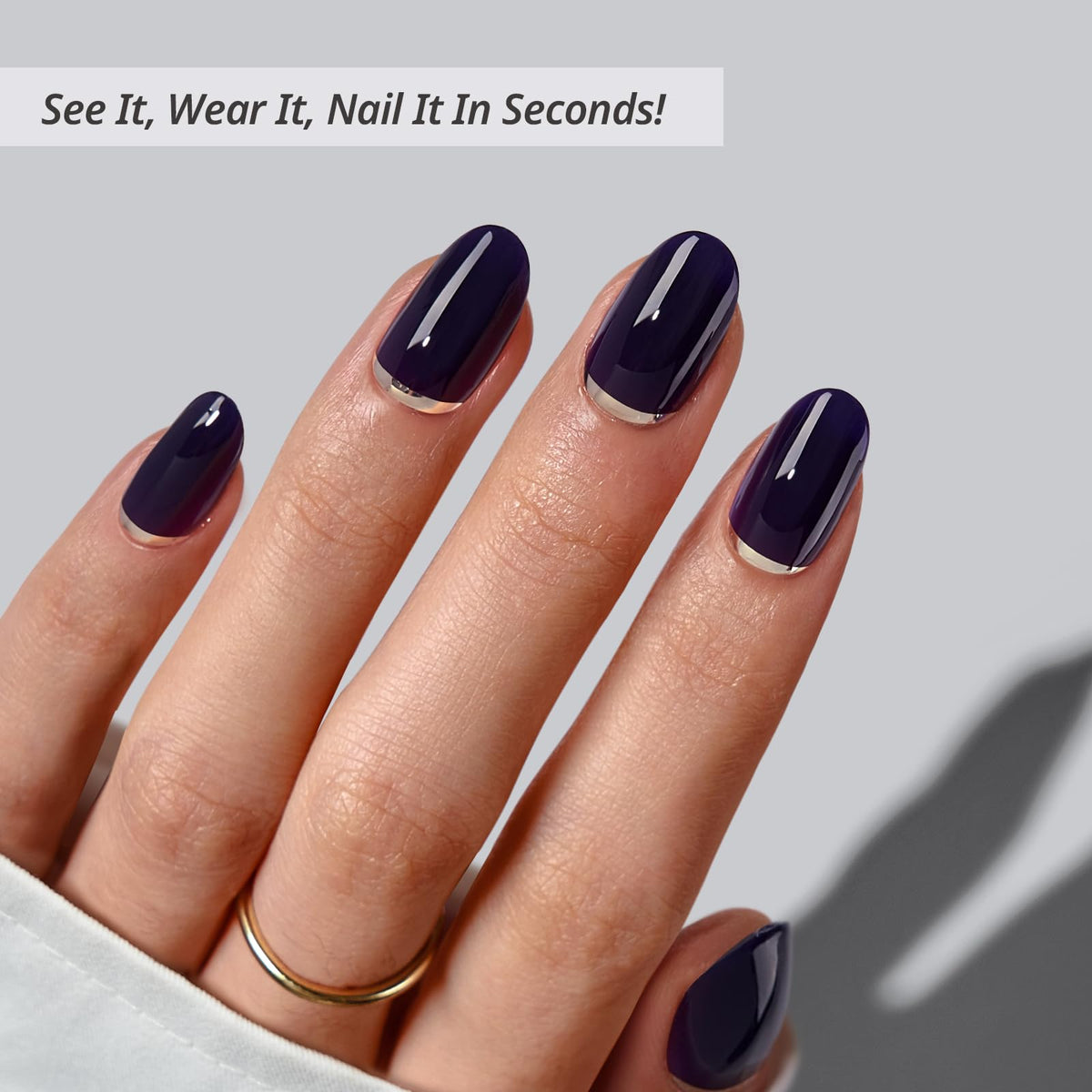 BTArtbox close-up of dark blue silver foil on nails highlighting reflective foil detail