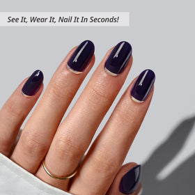 BTArtbox close-up of dark blue silver foil on nails highlighting reflective foil detail