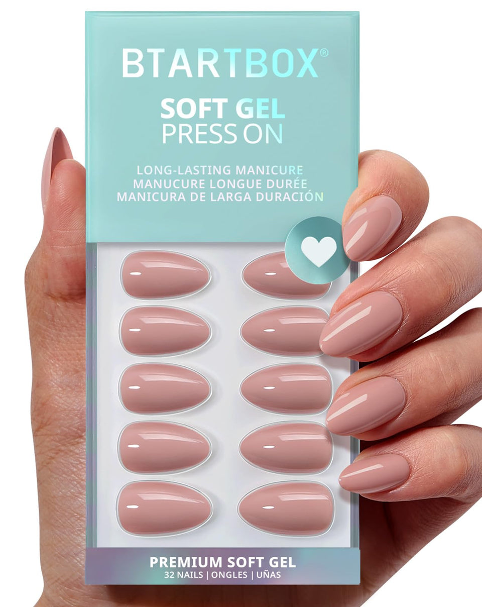 BTArtbox front packaging showing almond flesh pink nails and complete kit benefits