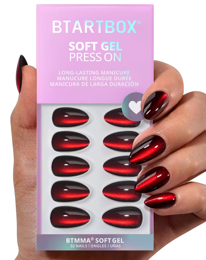 BTArtbox front packaging showing deep red cat eye nails and full kit benefits
