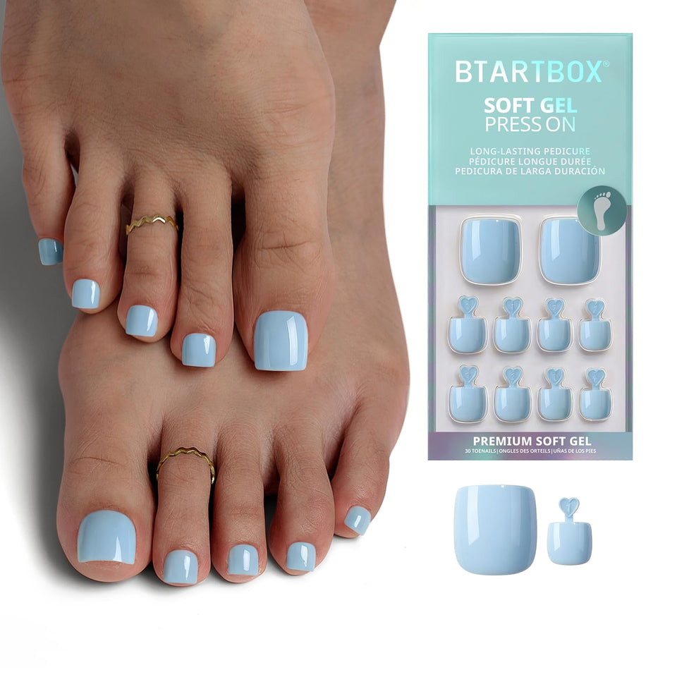 BTArtbox front packaging showing light blue short square toenails and benefits