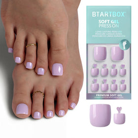 BTArtbox front packaging showing pastel light purple toenails, convenient kit