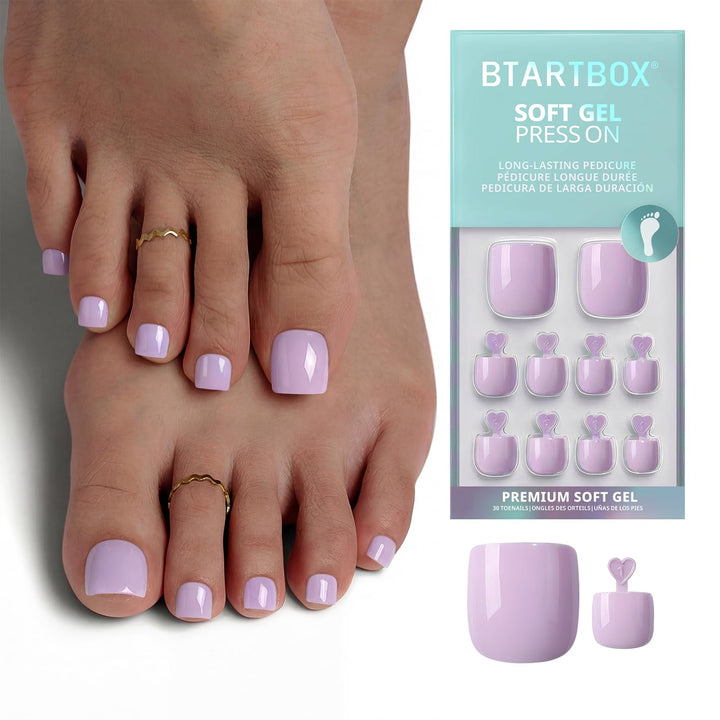BTArtbox front packaging showing pastel light purple toenails, convenient kit