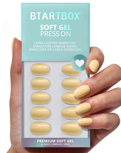 BTArtbox front packaging showing pastel yellow nails and included kit benefits