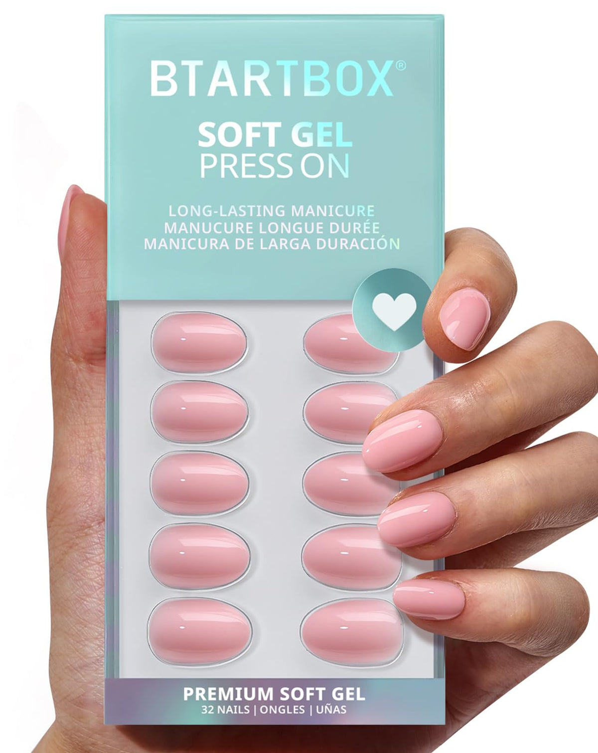 BTArtbox front packaging showing baby pink kit and included tools for instant manicure