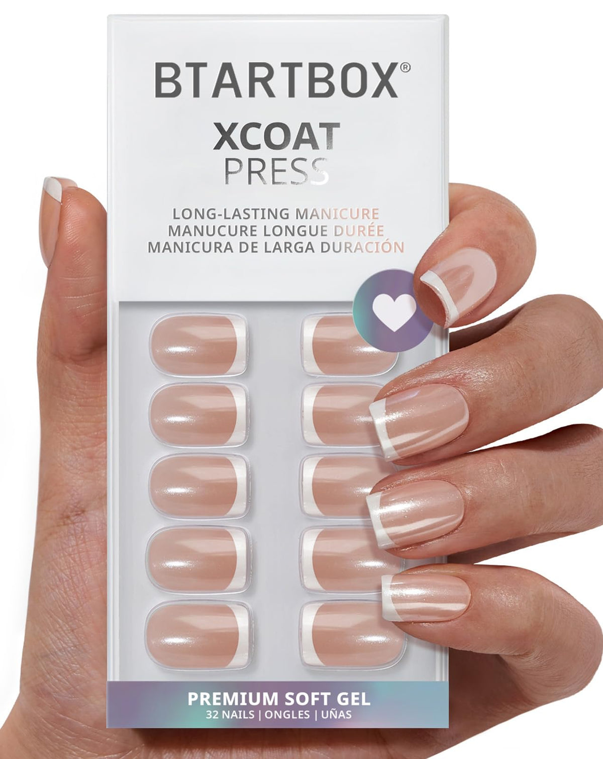 BTArtbox front packaging showing chrome French short nails and kit benefits