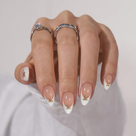 BTArtbox front packaging showing white French almond nails and kit benefits