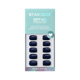 BTArtbox lifestyle shot with cozy winter outfit to showcase seasonal navy manicure