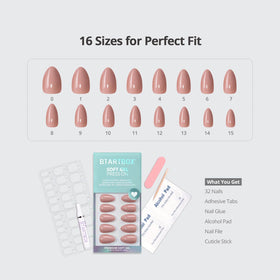 BTArtbox nails being pressed on a fingernail demonstrating quick at-home application