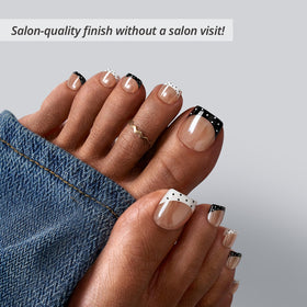 BTArtbox press-on toenail being applied to toe showing easy use