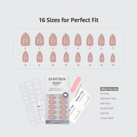 BTArtbox kit contents with glue, tabs, file, cuticle stick and storage box