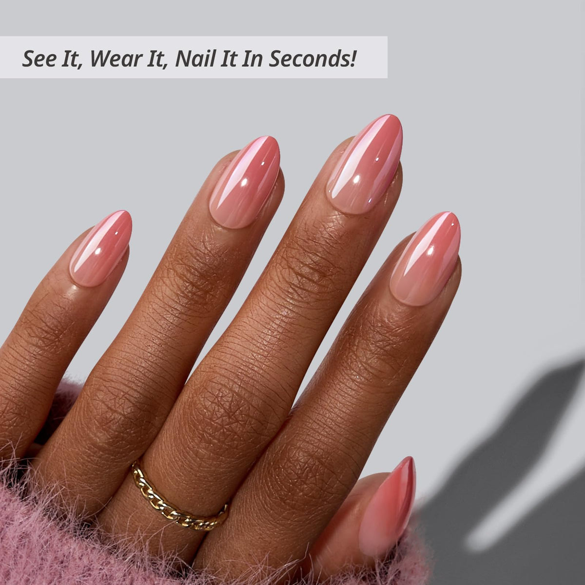 BTArtbox pink chrome nail close-up showing reflective finish and quality