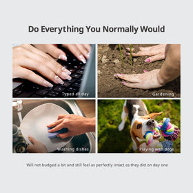 BTArtbox nails worn while typing demonstrating durability for daily tasks