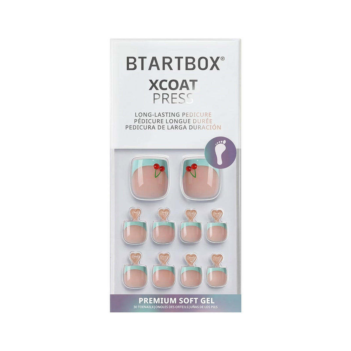 BTArtbox open kit showing 30 nails and accessories for complete at-home pedicure