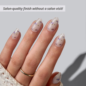 BTArtbox close-up of a single Pathside Lilac nail showing smooth finish and floral detail