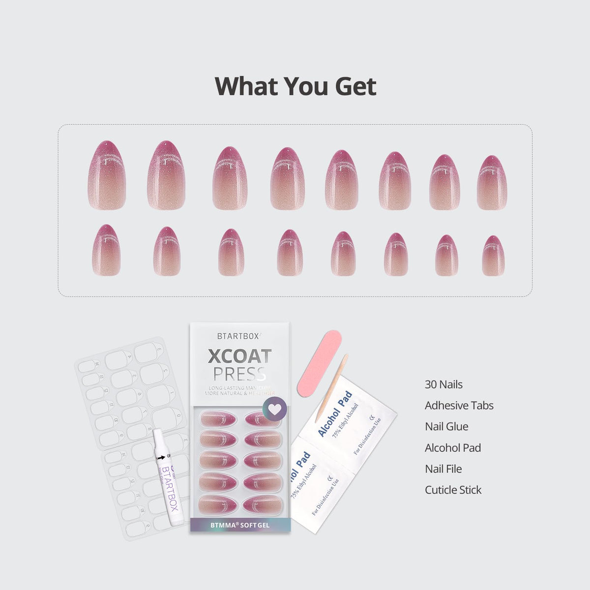 BTArtbox size spread showing 15 sizes and scale to fit varied nail widths