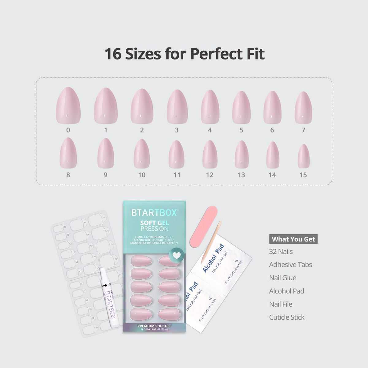 BTArtbox nails next to finger for accurate size and scale