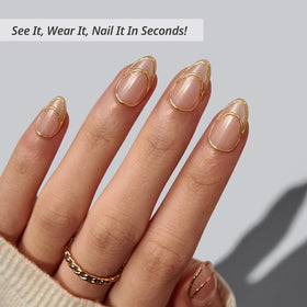 BTArtbox short almond press-on nails close-up showing natural texture and flexibility