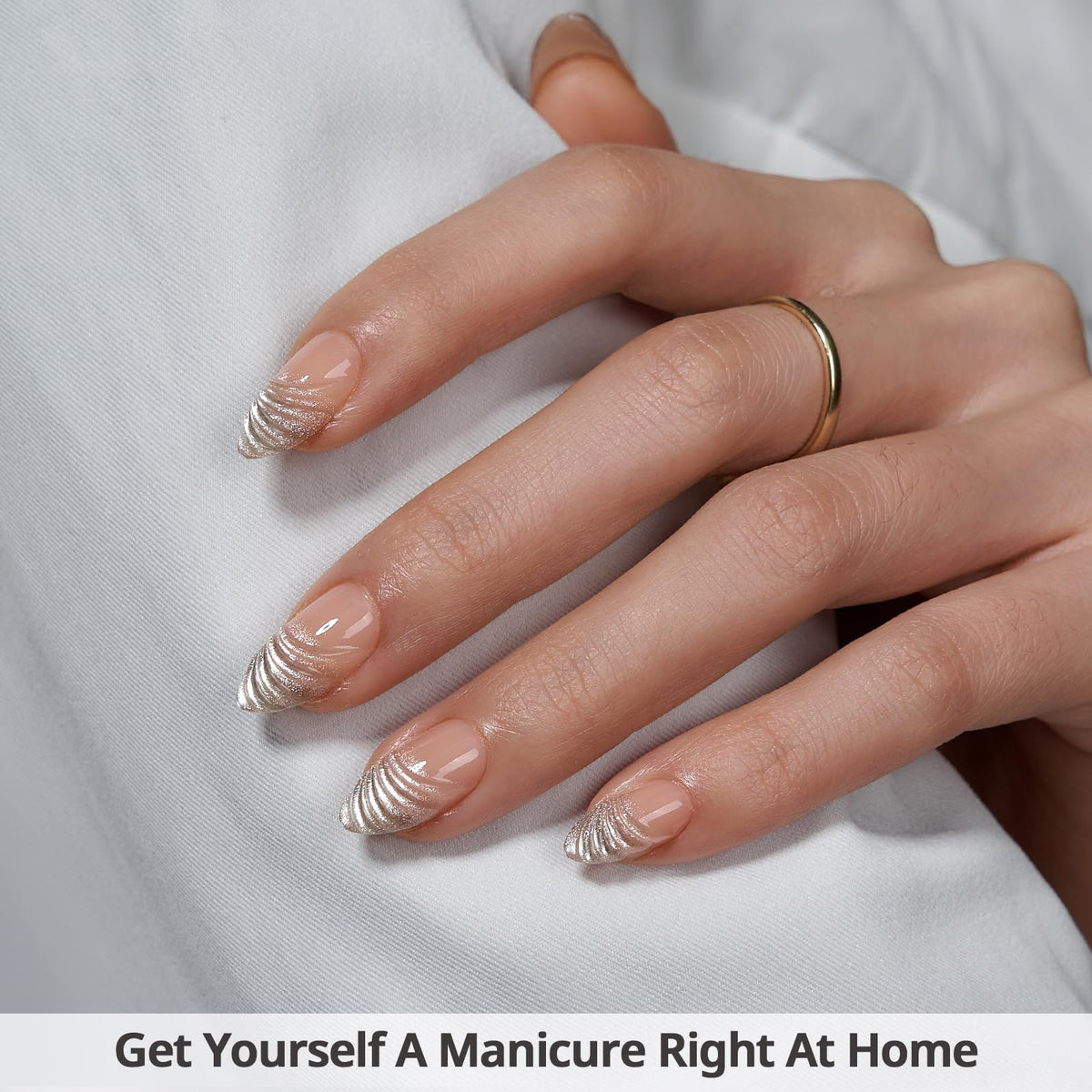 BTArtbox close-up of short almond nail shape for natural look