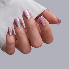 BTArtbox side view of short square nails showing practical, wearable length