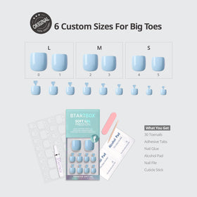 BTArtbox display of 15 sizes ensuring a precise toe fit