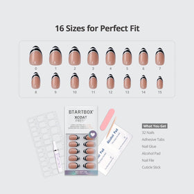 BTArtbox size chart comparison displaying 16 sizes and accurate fit per nail