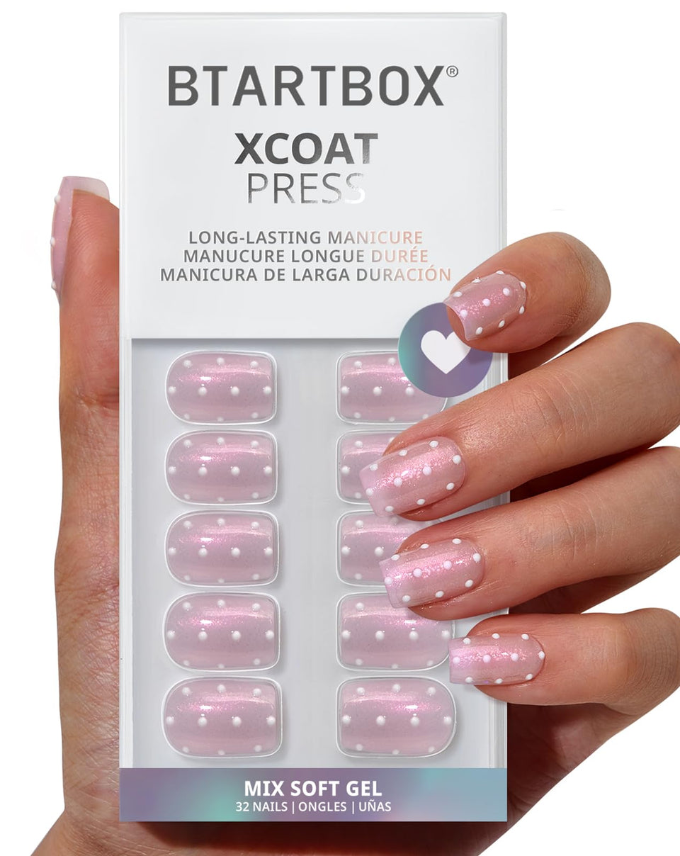 BTArtbox front packaging showing Sugar Pop polka dot glitter nails and kit benefits