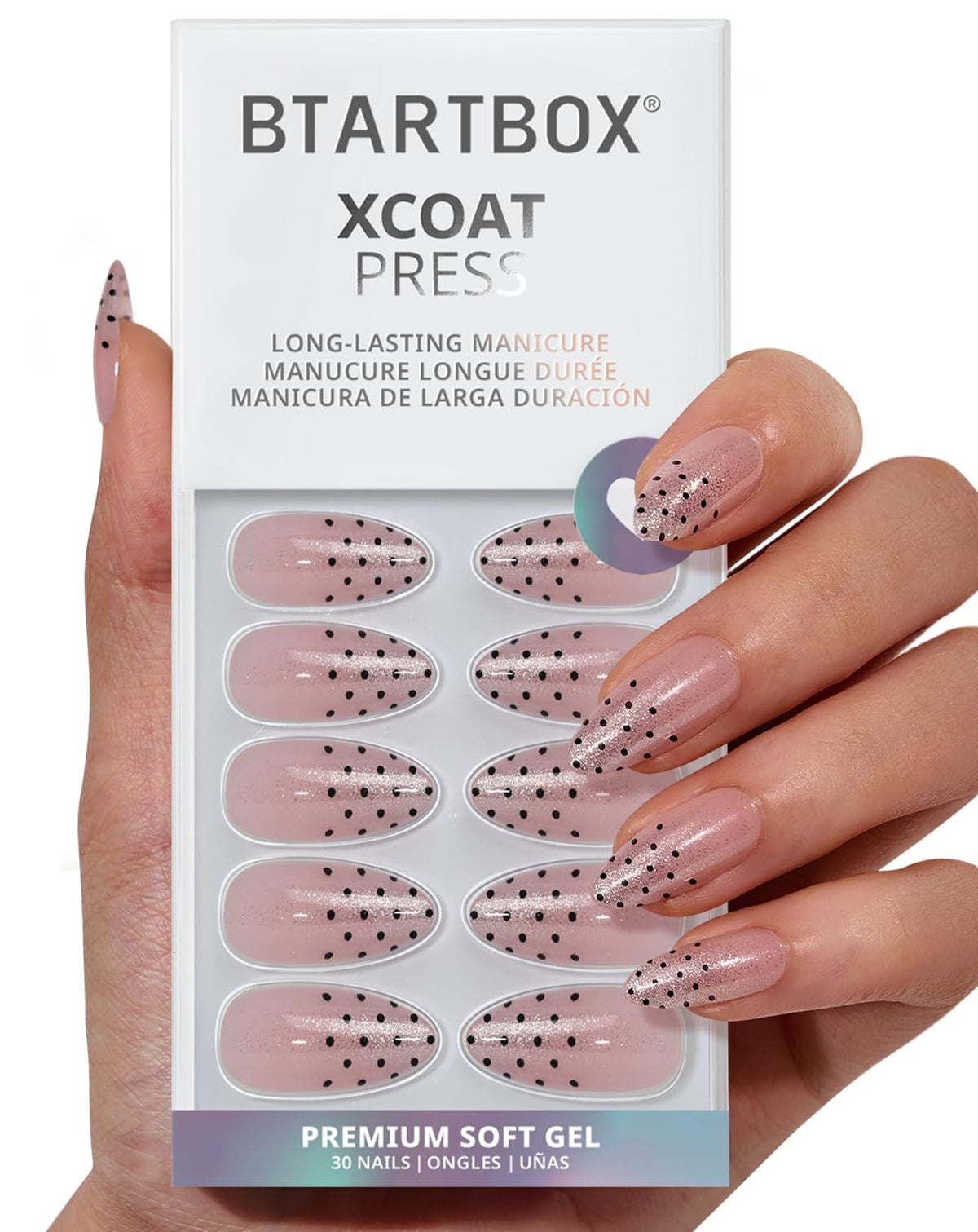 BTArtbox nail underside showing flexible BTMMA material for natural comfort