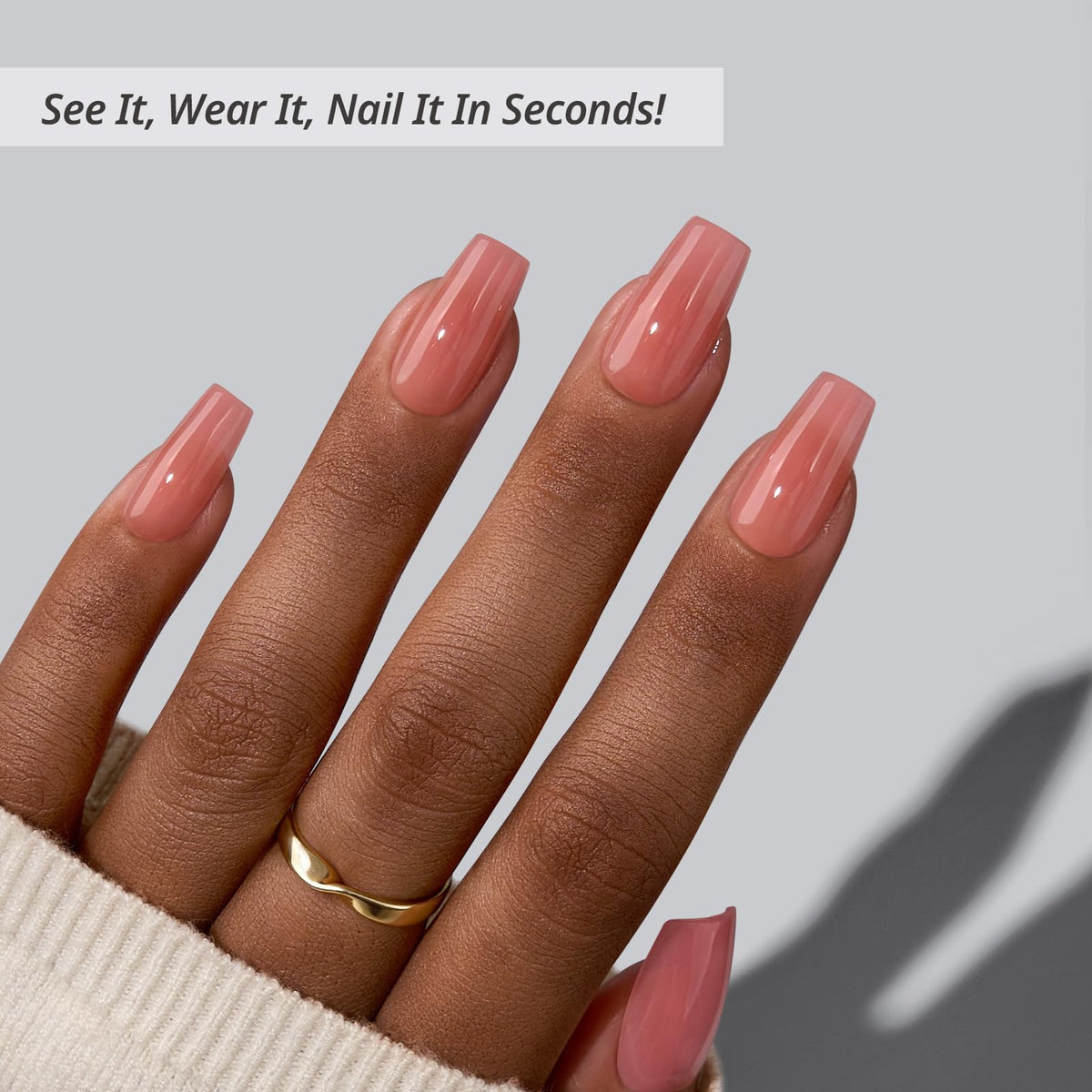 BTArtbox arranged 32 nails in 16 sizes displaying cinnamon red shade, easy size selection benefit