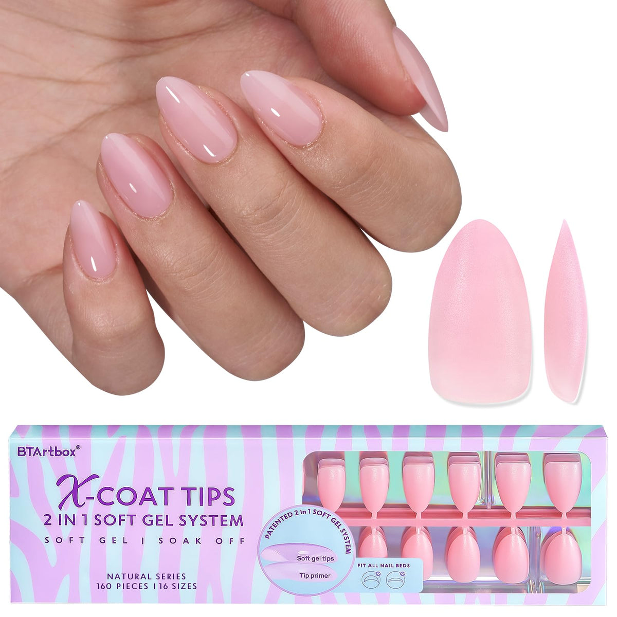BTArtbox front packaging showing full 160 matte tips and contents benefit organization