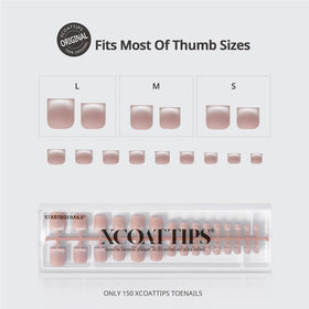 BTArtboxnails display of six big-toe sizes showing precise fit options