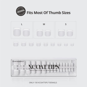 BTArtboxnails display of six big-toe sizes giving precise fit options
