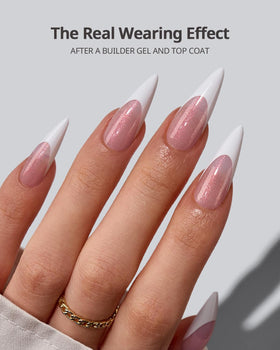 BTArtboxnails close-up pink glitter base highlighting sparkly, natural-looking finish