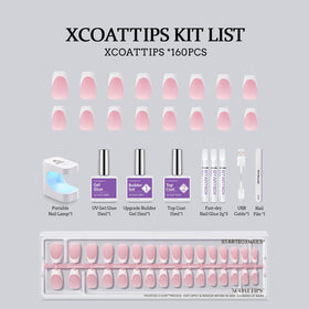 BTArtboxnails close-up of short coffin XCOATTIPS texture highlighting translucence for better curing