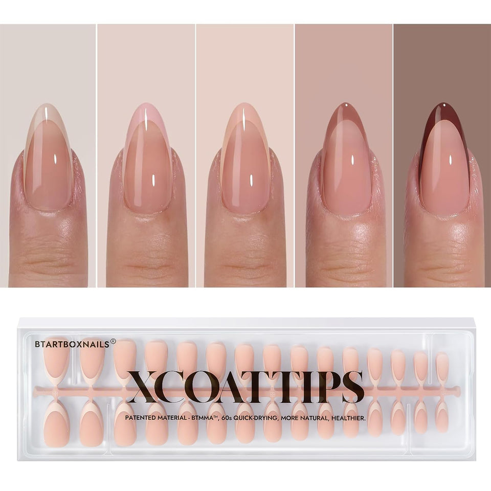 BTArtboxnails front packaging showing French press-on kit and quick benefits