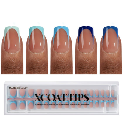 BTArtboxnails front packaging showing 160 blue French tips and benefits