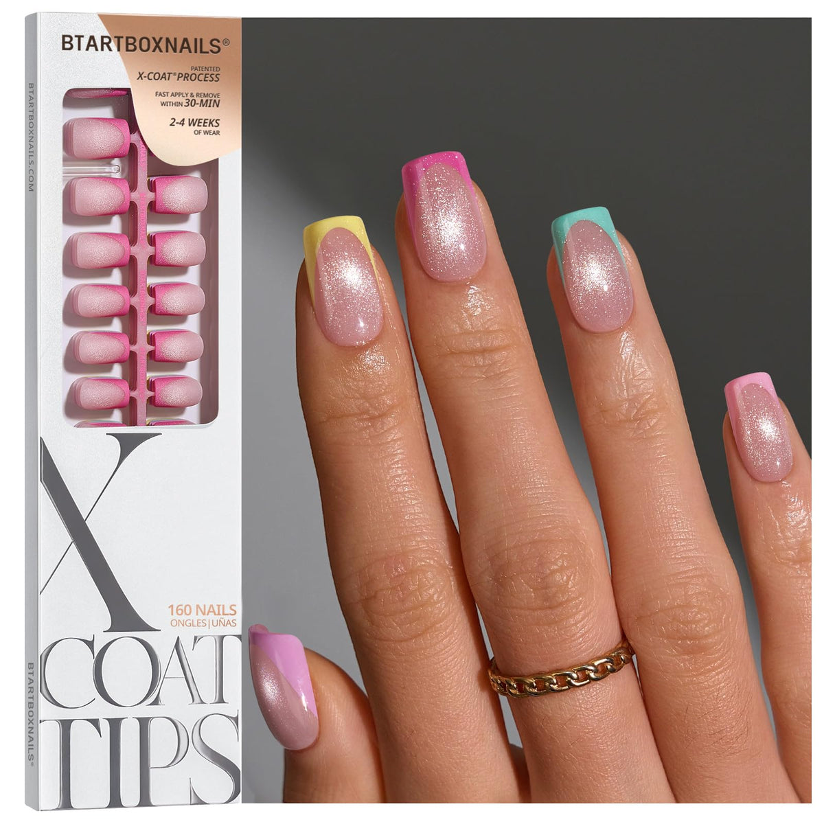 BTArtboxnails front packaging showing brighter pastel French tip set and benefits