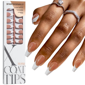BTARTBOXNAILS front packaging showing brown medium coffin tips and quantity benefit