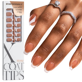 BTArtboxnails front packaging showing brown short coffin tips and kit contents