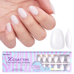 BTArtboxnails front packaging showing 160pcs milky white tips and clear contents