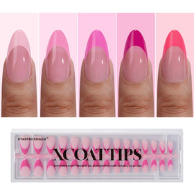 BTArtboxnails front packaging showing pink French almond set and benefits