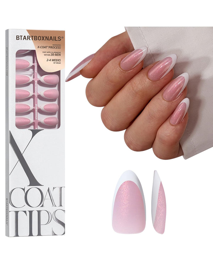 BTArtboxnails front packaging showing pink glitter base and 96-piece count, clear product overview
