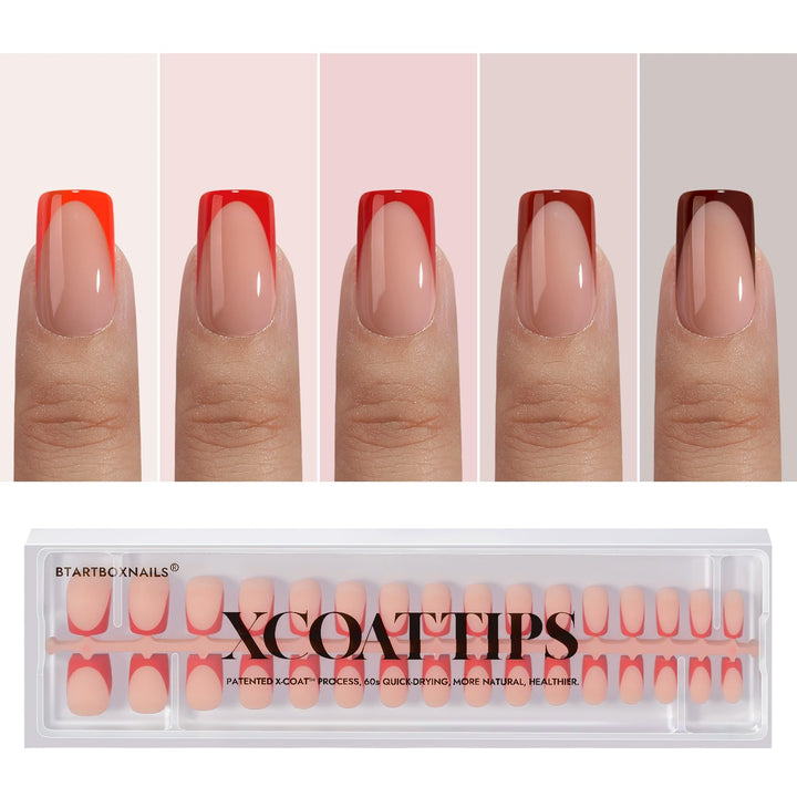 BTArtboxnails front packaging showing 160 red French tips and benefits