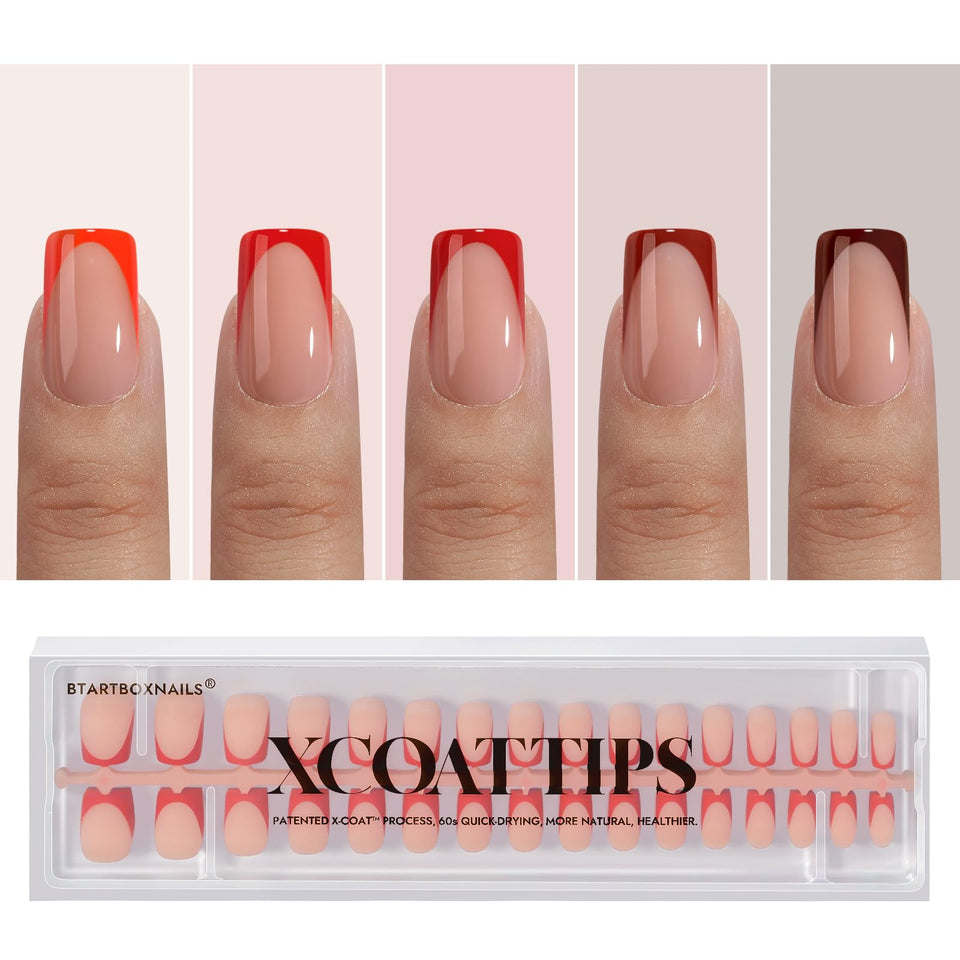BTArtboxnails front packaging showing 160 red French tips and benefits
