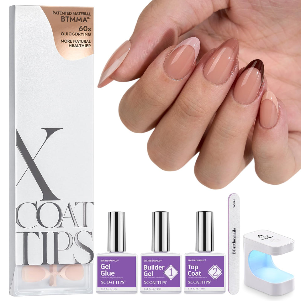 BTArtboxnails front packaging of the full short almond French kit showing contents