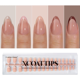 BTArtboxnails front packaging showing XCOATTIPS set benefit quick application
